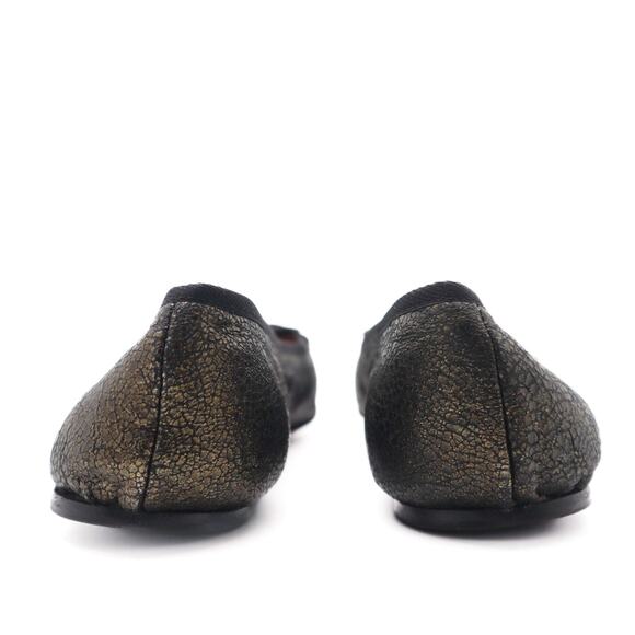 Alaia Leather Crackle Pewter Metallic Bow Ballet Flats Size 39.5 - Picture 11 of 14